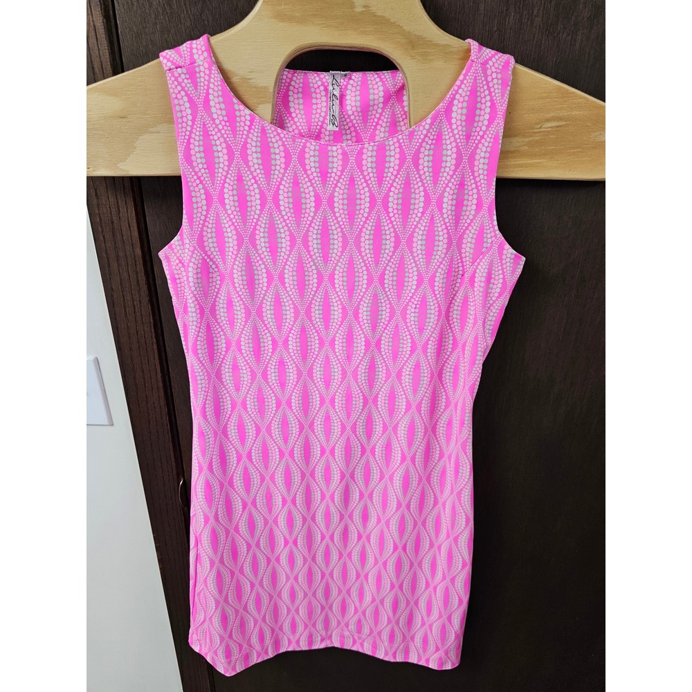 Lulu-B Pink White Geometric Dot Sleeveless Shift Dress Womens Small - Picture 2 of 9